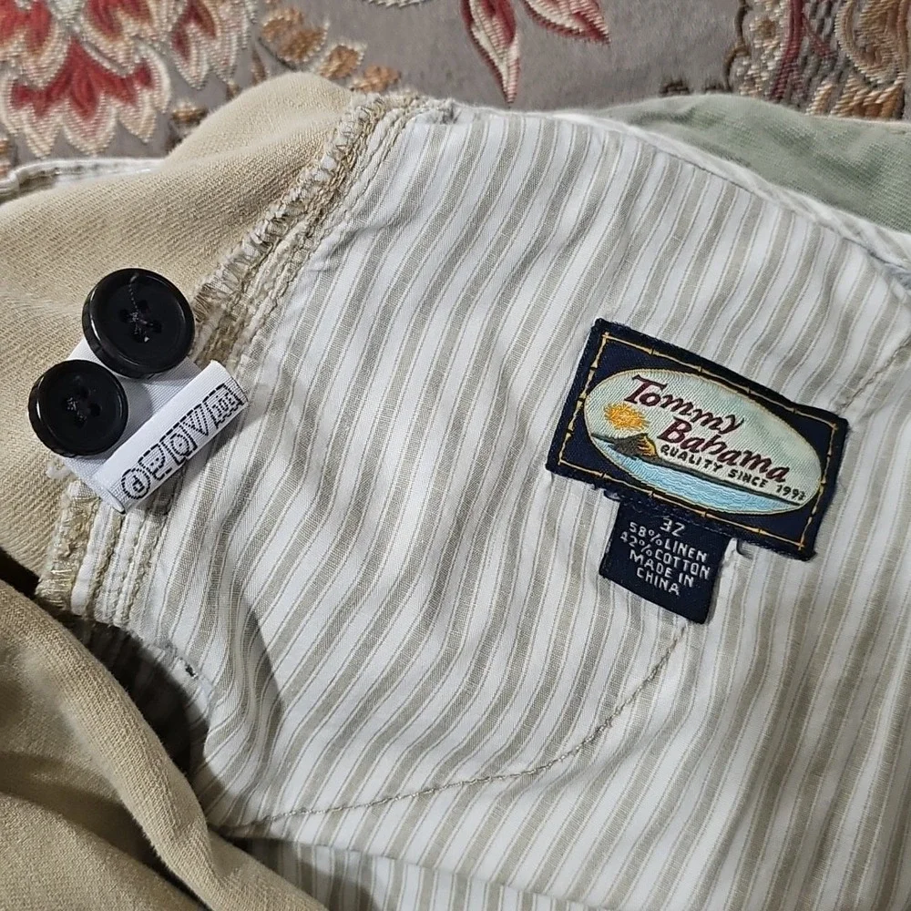 Men's Tommy Bahama Relax Linen Blend Flat Front Chino Shorts Green Size 32‎